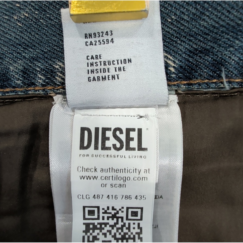 Diesel Mens 2010 D-MACS-FSE-2 Jeans 32 Blue Brown Distressed Laser Cut Denim - Picture 11 of 16
